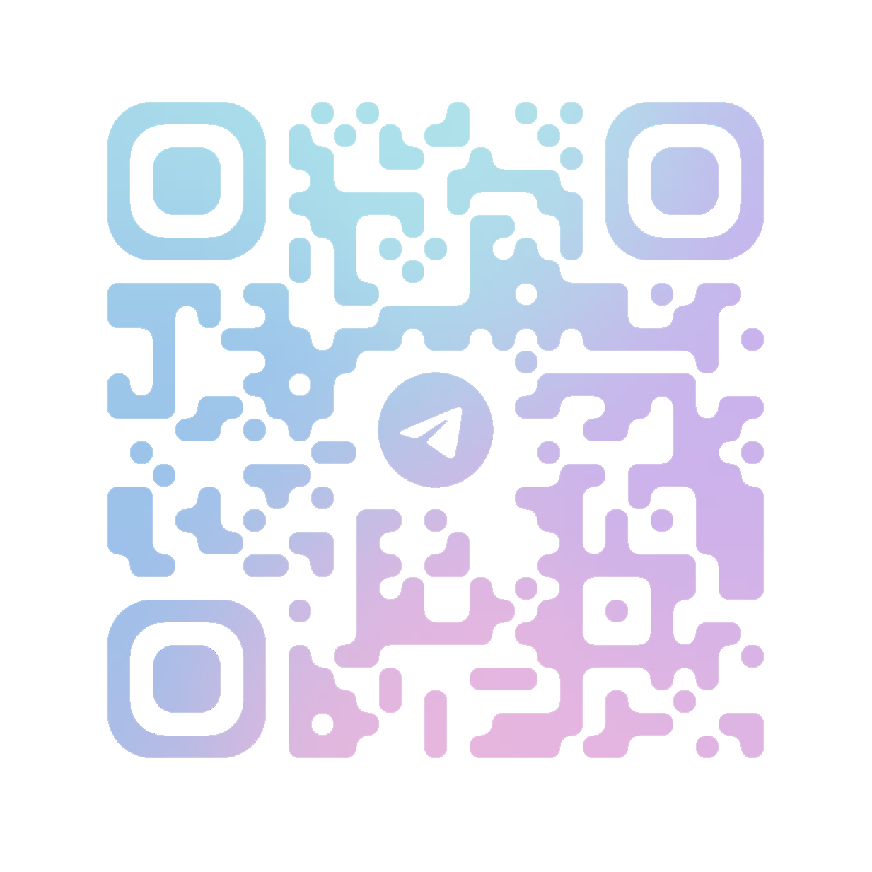 qr code with telegram logo in the center